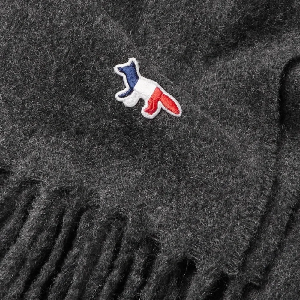 Maison Kitsuné fringed virgin wool scarf